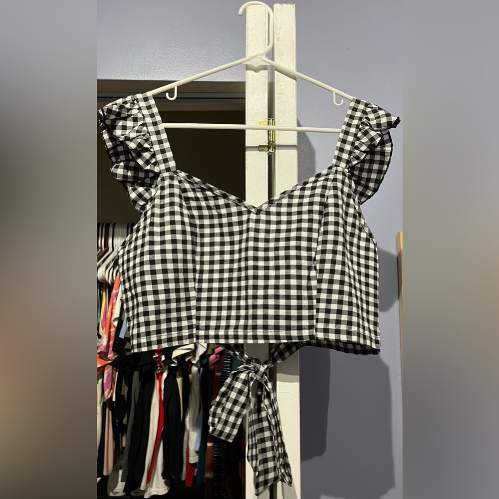 Ruffle Strap - Tied Open Back Crop Top